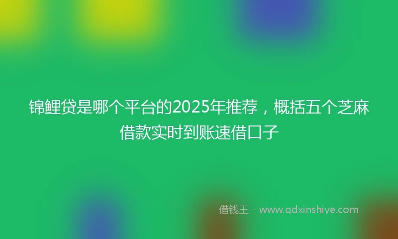 锦鲤贷是哪个平台的2025年推荐，概括五个芝麻借款实时到账速借口子