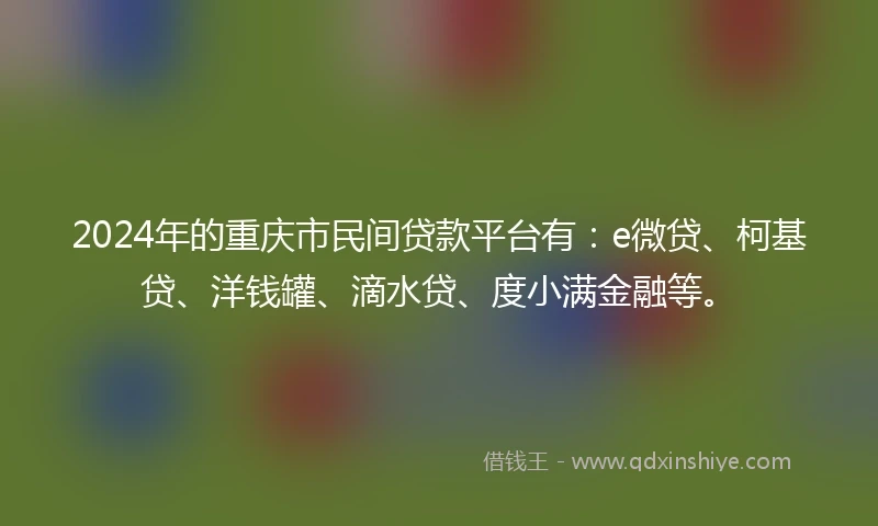 2024年的重庆市民间贷款平台有：e微贷、柯基贷、洋钱罐、滴水贷、度小满金融等。