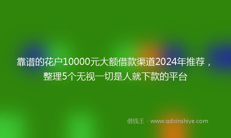 靠谱的花户10000元大额借款渠道2024年推荐，整理5个无视一切是人就下款的平台