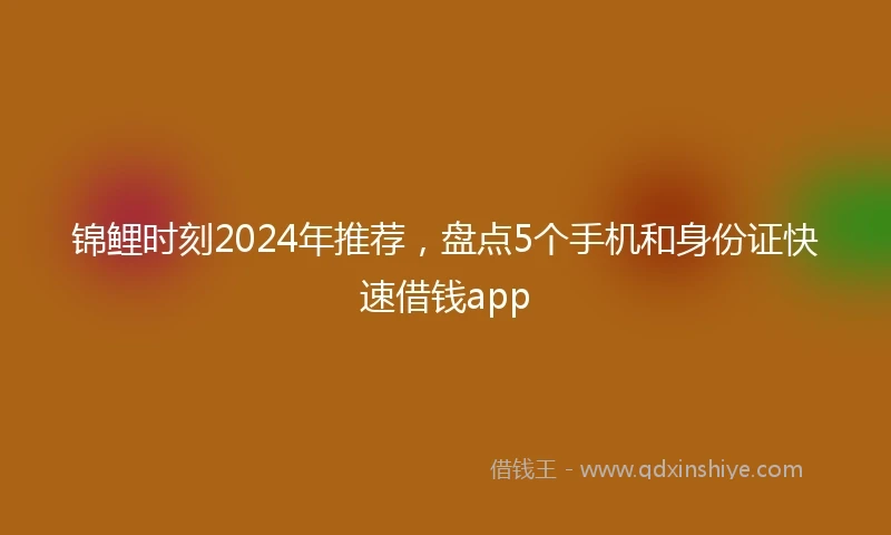 锦鲤时刻2024年推荐，盘点5个手机和身份证快速借钱app