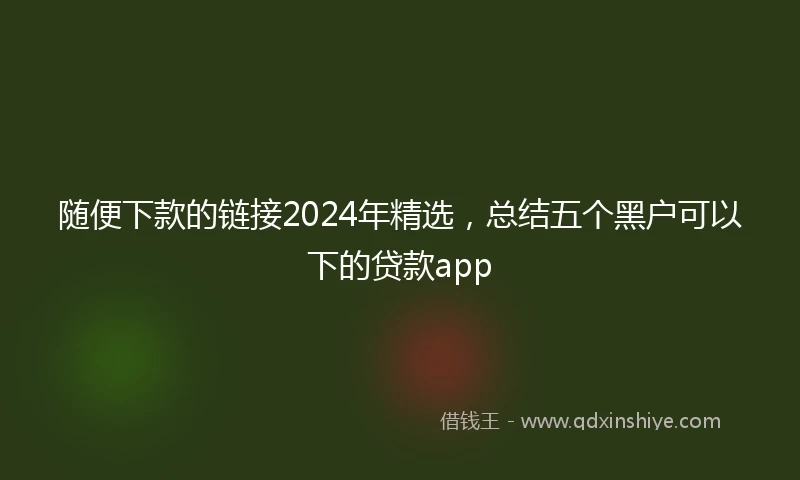 随便下款的链接2024年精选，总结五个黑户可以下的贷款app
