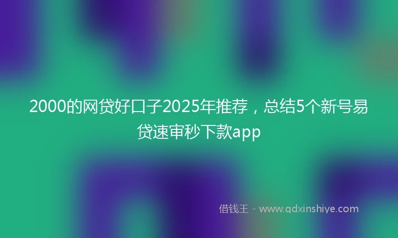 2000的网贷好口子2025年推荐，总结5个新号易贷速审秒下款app