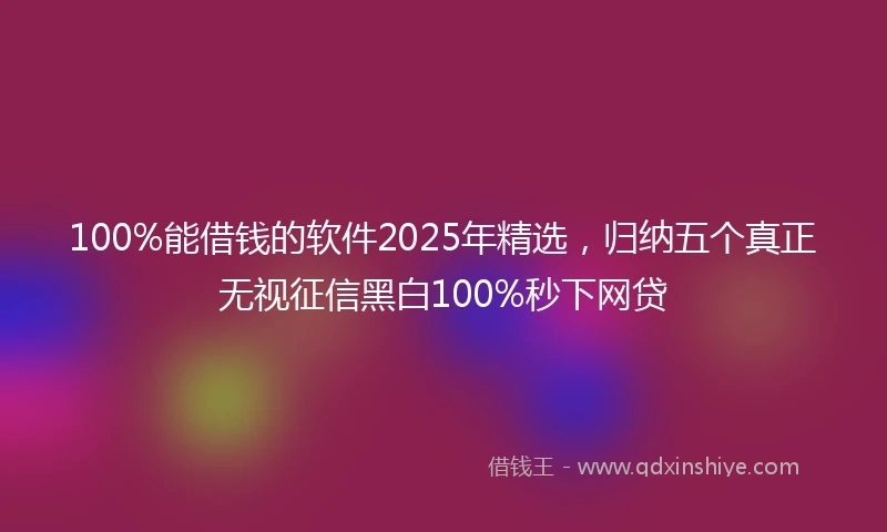 100%能借钱的软件2025年精选，归纳五个真正无视征信黑白100%秒下网贷