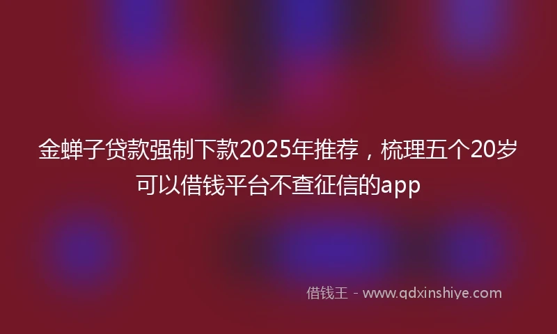 金蝉子贷款强制下款2025年推荐，梳理五个20岁可以借钱平台不查征信的app