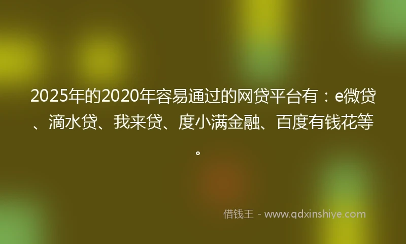2025年的2020年容易通过的网贷平台有：e微贷、滴水贷、我来贷、度小满金融、百度有钱花等。