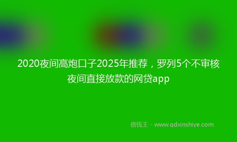 2020夜间高炮口子2025年推荐，罗列5个不审核夜间直接放款的网贷app