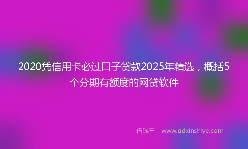 2020凭信用卡必过口子贷款2025年精选，概括5个分期有额度的网贷软件