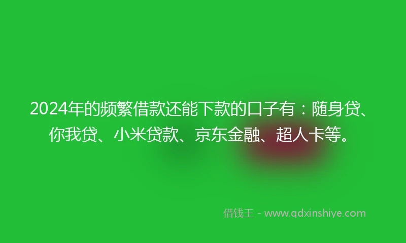 2024年的频繁借款还能下款的口子有：随身贷、你我贷、小米贷款、京东金融、超人卡等。