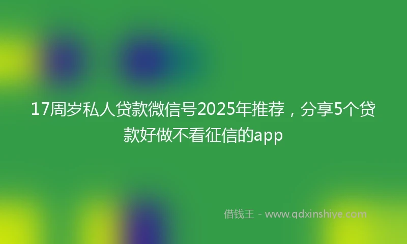 17周岁私人贷款微信号2025年推荐，分享5个贷款好做不看征信的app