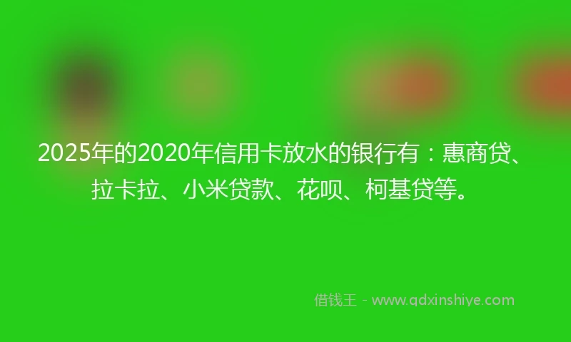 2025年的2020年信用卡放水的银行有：惠商贷、拉卡拉、小米贷款、花呗、柯基贷等。