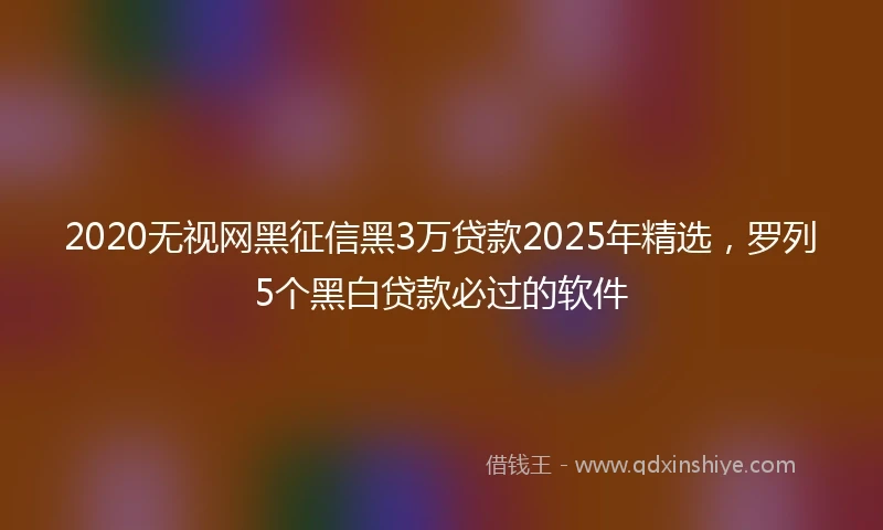 2020无视网黑征信黑3万贷款2025年精选，罗列5个黑白贷款必过的软件