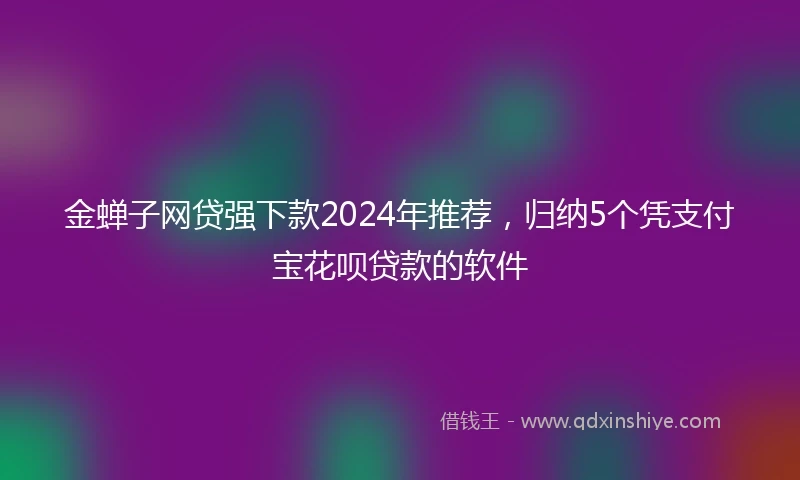 金蝉子网贷强下款2024年推荐，归纳5个凭支付宝花呗贷款的软件