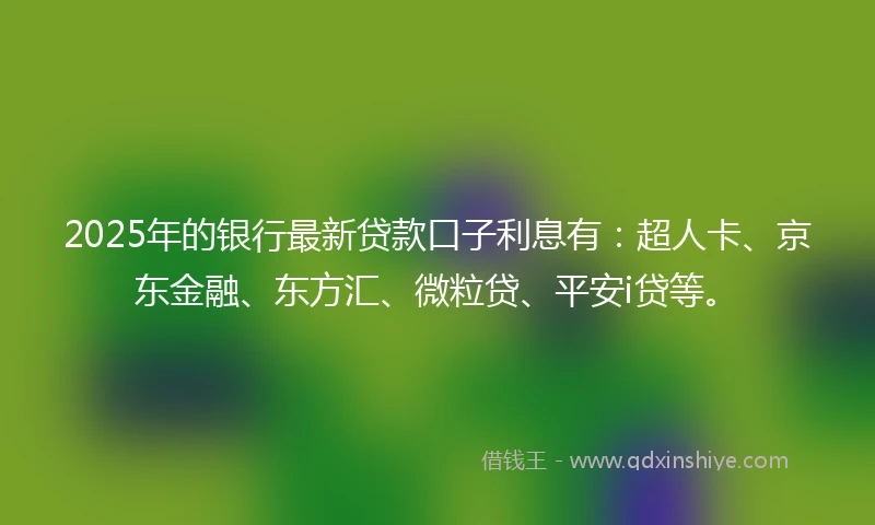 2025年的银行最新贷款口子利息有：超人卡、京东金融、东方汇、微粒贷、平安i贷等。