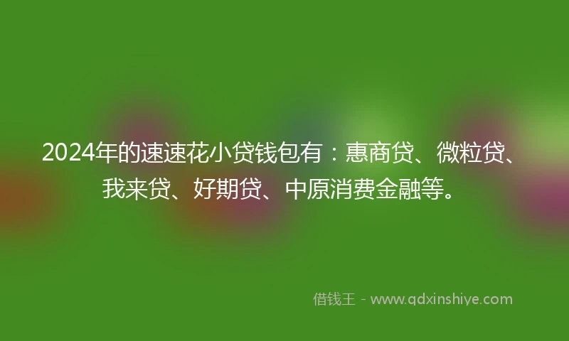 2024年的速速花小贷钱包有：惠商贷、微粒贷、我来贷、好期贷、中原消费金融等。