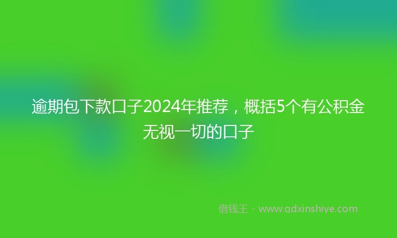逾期包下款口子2024年推荐，概括5个有公积金无视一切的口子