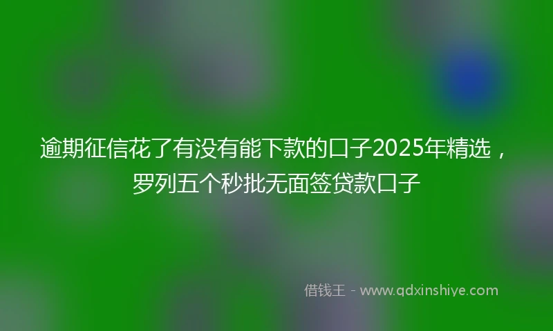 逾期征信花了有没有能下款的口子2025年精选，罗列五个秒批无面签贷款口子