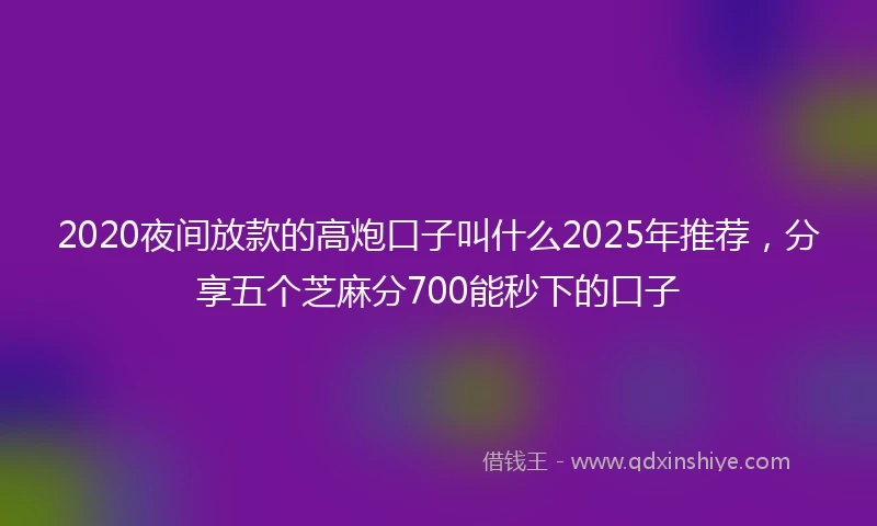 2020夜间放款的高炮口子叫什么2025年推荐，分享五个芝麻分700能秒下的口子