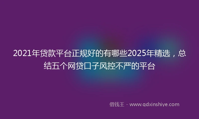 2021年贷款平台正规好的有哪些2025年精选，总结五个网贷口子风控不严的平台