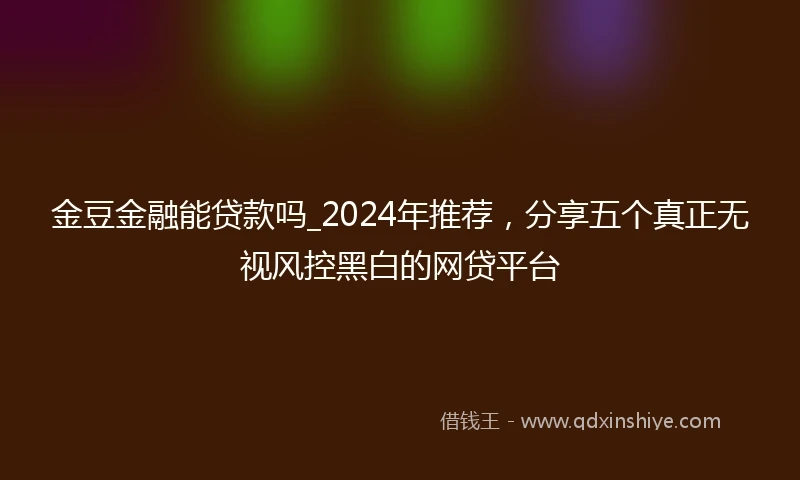 金豆金融能贷款吗_2024年推荐，分享五个真正无视风控黑白的网贷平台