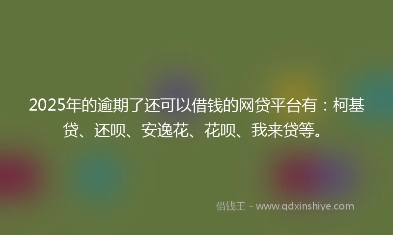 2025年的逾期了还可以借钱的网贷平台有：柯基贷、还呗、安逸花、花呗、我来贷等。