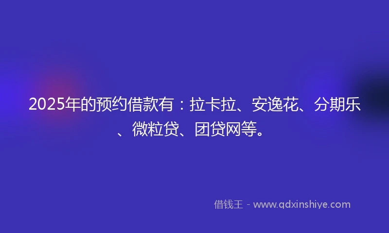 2025年的预约借款有：拉卡拉、安逸花、分期乐、微粒贷、团贷网等。
