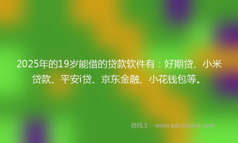 2025年的19岁能借的贷款软件有：好期贷、小米贷款、平安i贷、京东金融、小花钱包等。