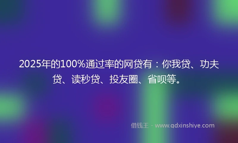 2025年的100%通过率的网贷有：你我贷、功夫贷、读秒贷、投友圈、省呗等。
