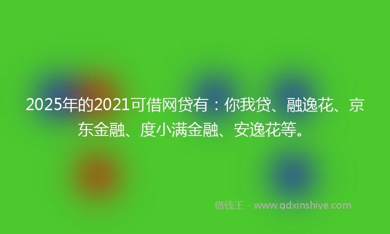 2025年的2021可借网贷有：你我贷、融逸花、京东金融、度小满金融、安逸花等。