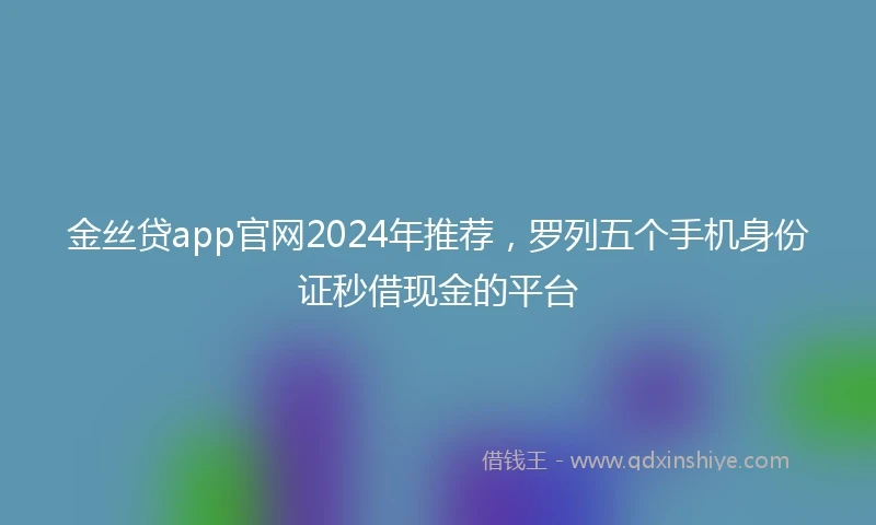 金丝贷app官网2024年推荐，罗列五个手机身份证秒借现金的平台