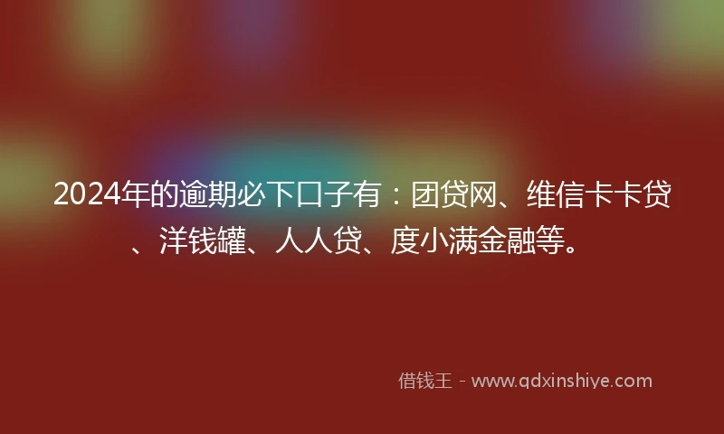 2024年的逾期必下口子有：团贷网、维信卡卡贷、洋钱罐、人人贷、度小满金融等。