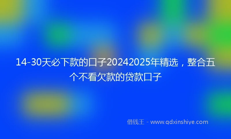 14-30天必下款的口子20242025年精选，整合五个不看欠款的贷款口子