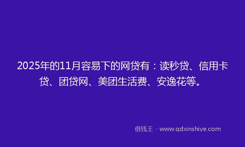 2025年的11月容易下的网贷有：读秒贷、信用卡贷、团贷网、美团生活费、安逸花等。