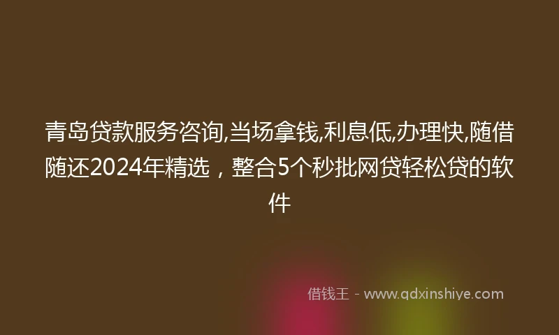 青岛贷款服务咨询,当场拿钱,利息低,办理快,随借随还2024年精选，整合5个秒批网贷轻松贷的软件
