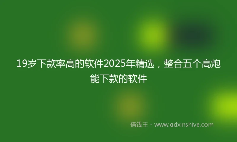 19岁下款率高的软件2025年精选，整合五个高炮能下款的软件