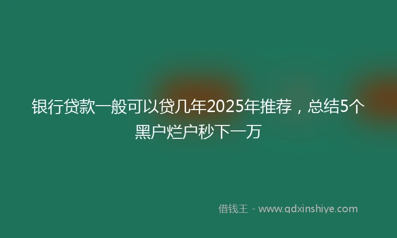 银行贷款一般可以贷几年2025年推荐，总结5个黑户烂户秒下一万