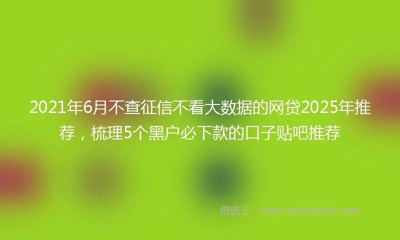 2021年6月不查征信不看大数据的网贷2025年推荐，梳理5个黑户必下款的口子贴吧推荐