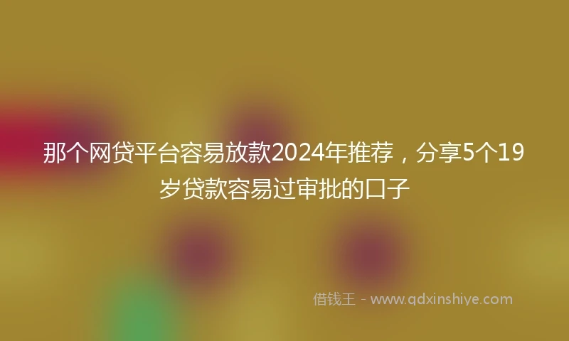 那个网贷平台容易放款2024年推荐，分享5个19岁贷款容易过审批的口子