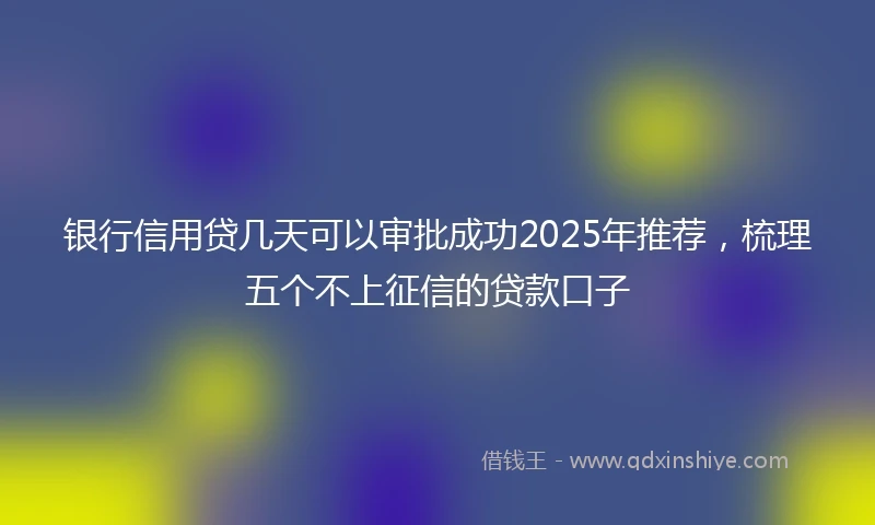 银行信用贷几天可以审批成功2025年推荐，梳理五个不上征信的贷款口子