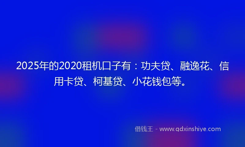 2025年的2020租机口子有：功夫贷、融逸花、信用卡贷、柯基贷、小花钱包等。