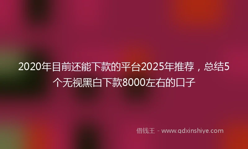 2020年目前还能下款的平台2025年推荐，总结5个无视黑白下款8000左右的口子