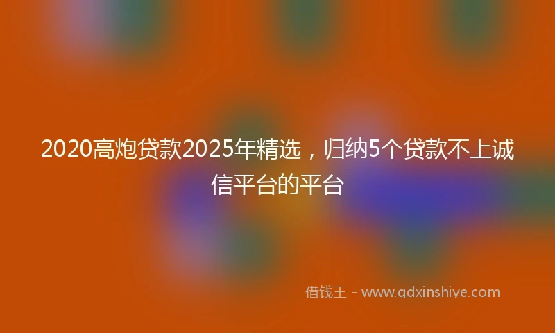 2020高炮贷款2025年精选，归纳5个贷款不上诚信平台的平台