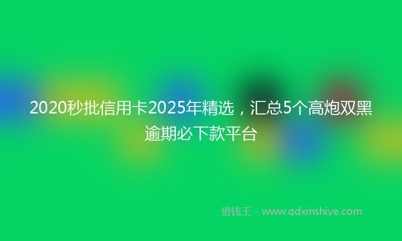 2020秒批信用卡2025年精选，汇总5个高炮双黑逾期必下款平台