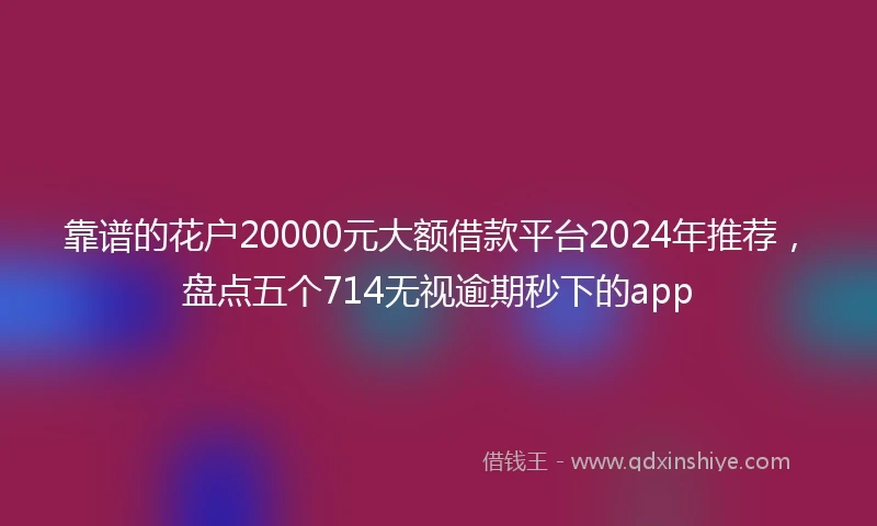 靠谱的花户20000元大额借款平台2024年推荐，盘点五个714无视逾期秒下的app