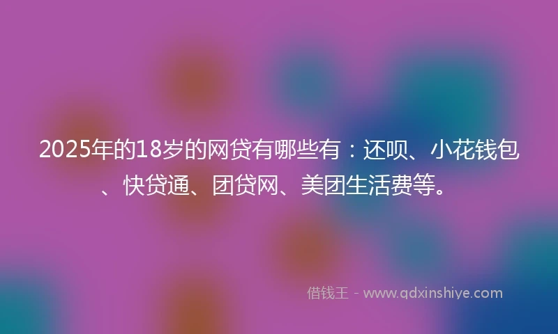 2025年的18岁的网贷有哪些有：还呗、小花钱包、快贷通、团贷网、美团生活费等。