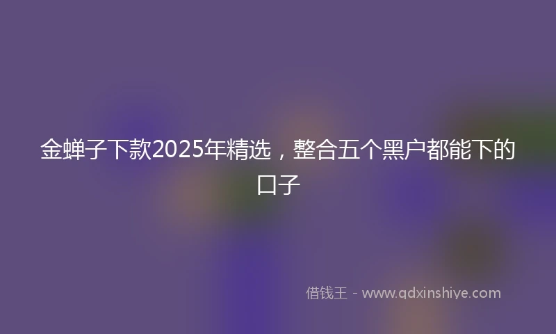金蝉子下款2025年精选，整合五个黑户都能下的口子