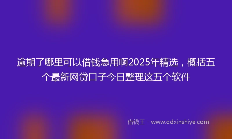 逾期了哪里可以借钱急用啊2025年精选，概括五个最新网贷口子今日整理这五个软件