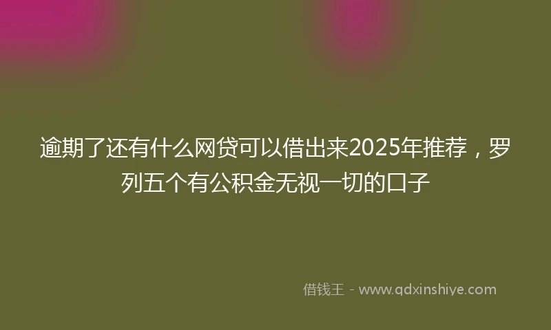 逾期了还有什么网贷可以借出来2025年推荐，罗列五个有公积金无视一切的口子