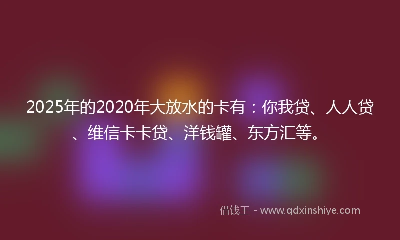 2025年的2020年大放水的卡有：你我贷、人人贷、维信卡卡贷、洋钱罐、东方汇等。