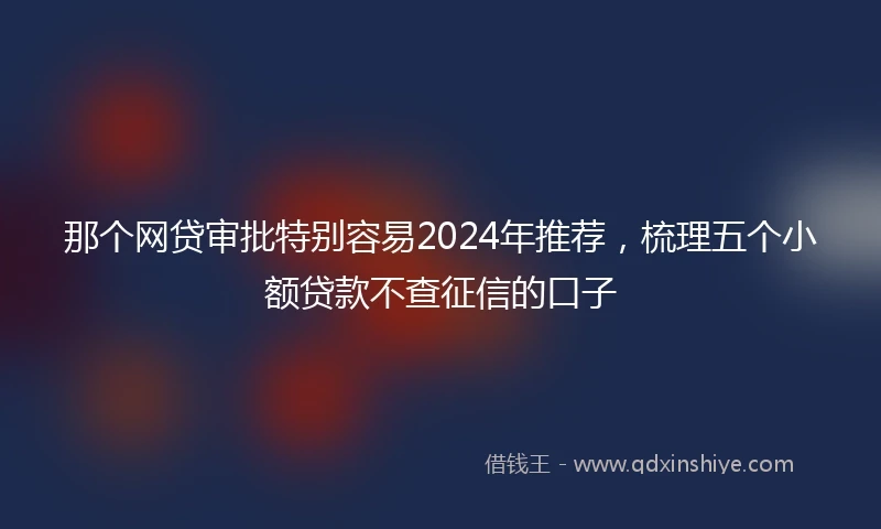 那个网贷审批特别容易2024年推荐，梳理五个小额贷款不查征信的口子