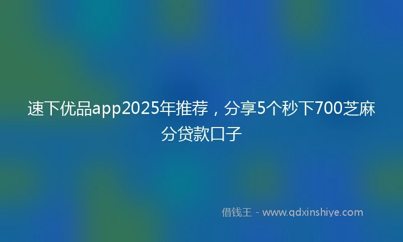 速下优品app2025年推荐，分享5个秒下700芝麻分贷款口子